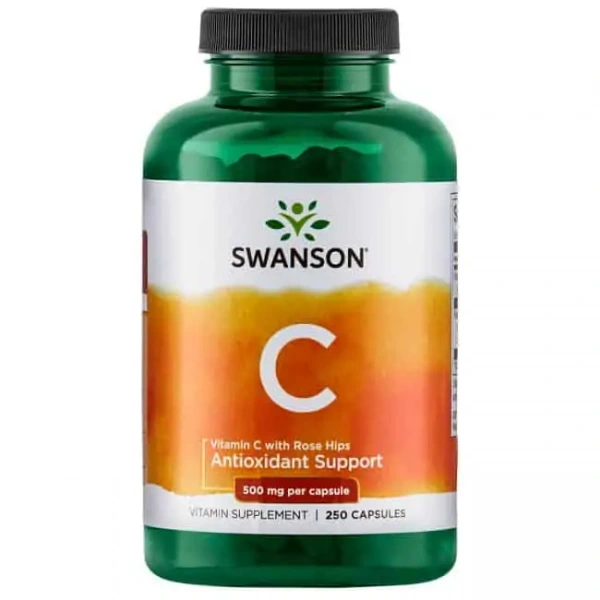 SWANSON Vitamin C with Rose Hips Extract (Witamina C z ekstraktem z dzikiej róży) 500mg 250 Kapsułek