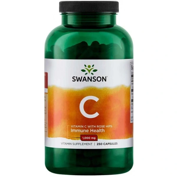 SWANSON Vitamin C with Rose Hips Extract (Witamina C z ekstraktem z dzikiej róży) 1000mg 250 Kapsułek