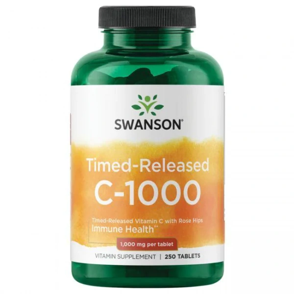 SWANSON Vitamin C with Rose Hips Extract Timed-Release 250 Tabletek