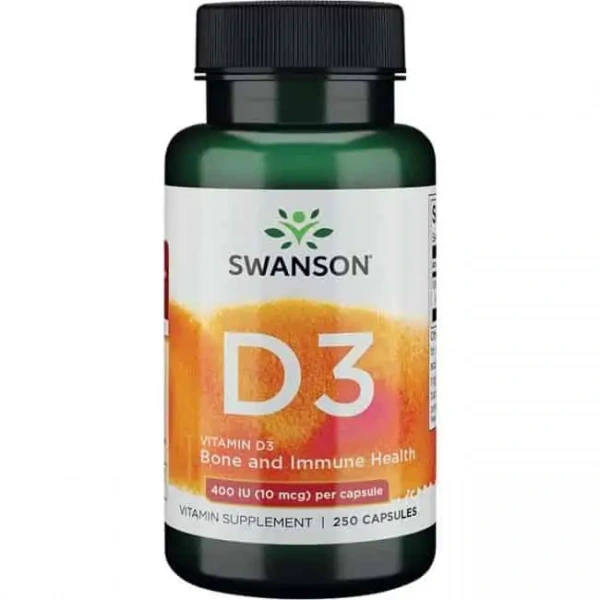 SWANSON Vitamin D-3 400IU (Witamina D3) 250 Kapsułek