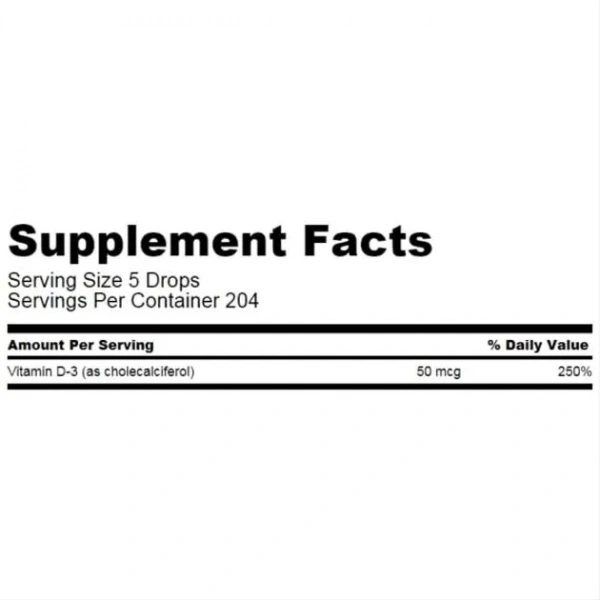 SWANSON Vitamin D3 (Witamina D3) Krople 400 IU (50 mcg) - 29.6 ml