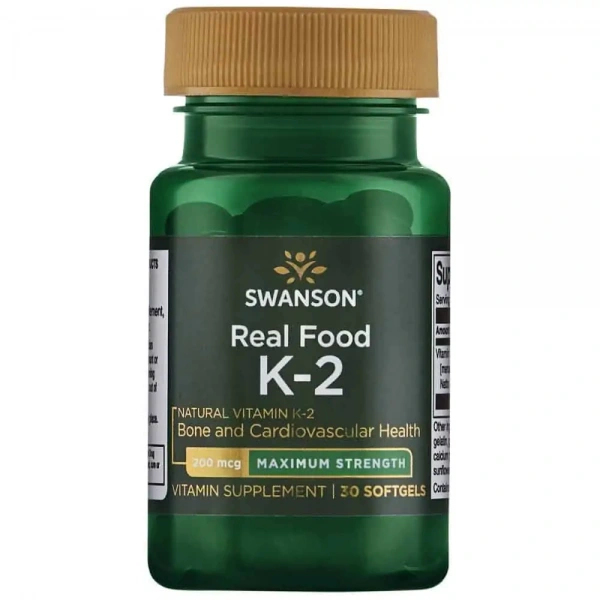 SWANSON Vitamin K2 200mcg (Naturalna Witamina K2) 30 Kapsułek żelowych