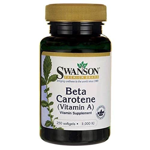 SWANSON Beta Carotene Vitamin A 3000 IU (Naturalna Witamina A) 250 Kapsułek żelowych