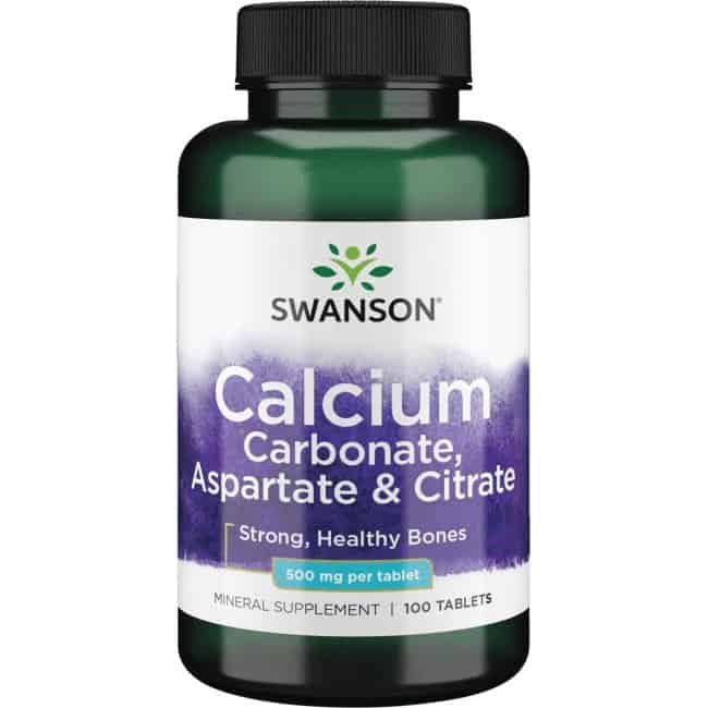 SWANSON Calcium Carbonate, Aspartate & Citrate (Wapń, Kości) 100 Tabletek