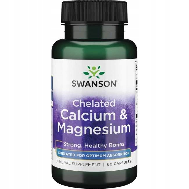 SWANSON Chelated Calcium & Magnesium (Wapń i magnez chelatowany) 60 Kapsułek