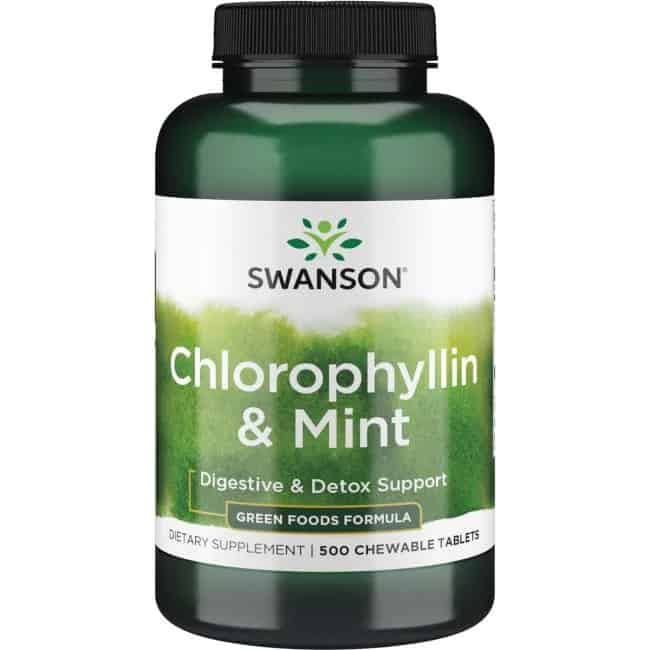 SWANSON Chlorophyllin & Mint (Antyoksydacja) 500 Tabletek do żucia