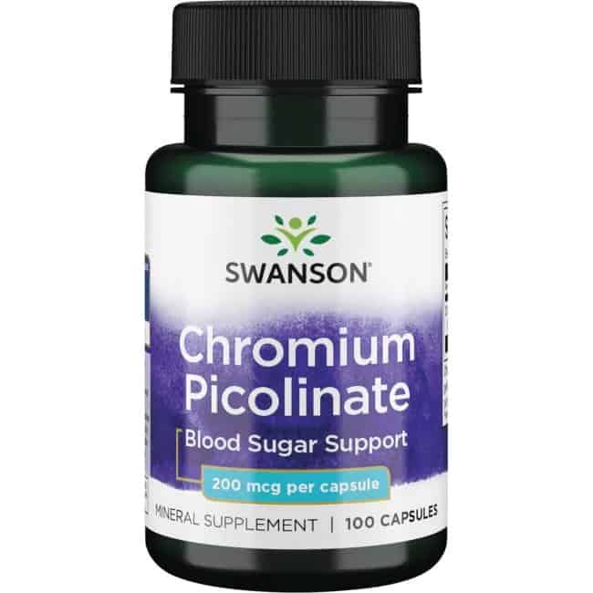 SWANSON Chromium Picolinate 200mcg (Pikolinian Chromu) 100 Kapsułek