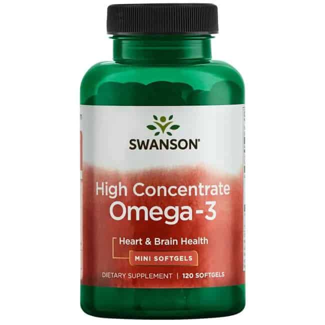 SWANSON High Concentrate Omega-3 (Zdrowie Mózgu i Serca) 120 Kapsułek żelowych