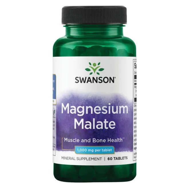 SWANSON Magnesium Malate (Jabłczan Magnezu) - 60 tabletek wegetariańskich