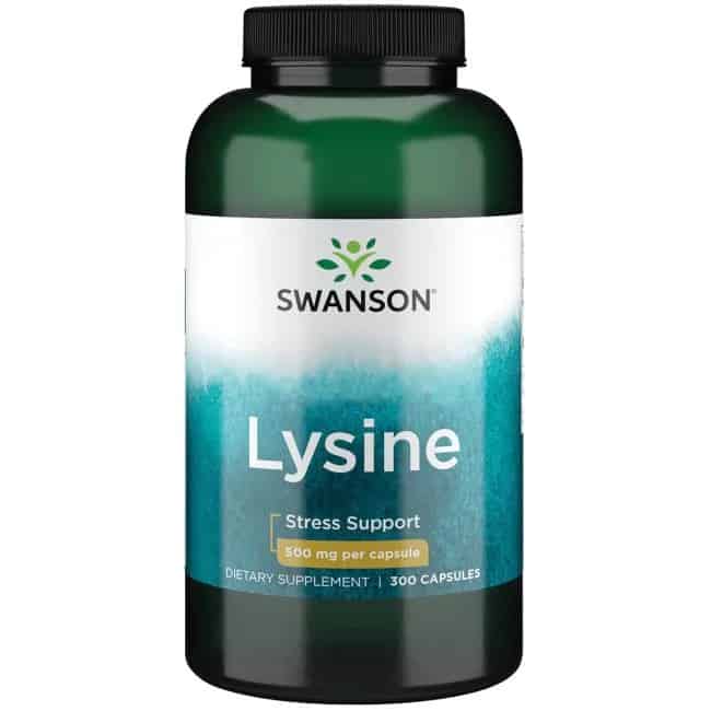 SWANSON L-Lysine 500mg Free-Form (Ochrona przed streem) 300 Kapsułek