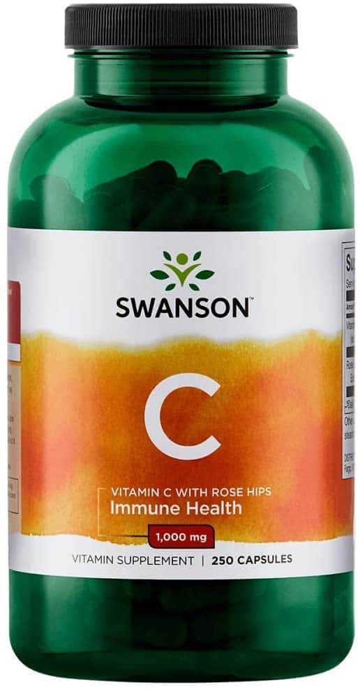 SWANSON Vitamin C with Rose Hips Extract (Witamina C z ekstraktem z dzikiej róży) 1000mg 250 Kapsułek