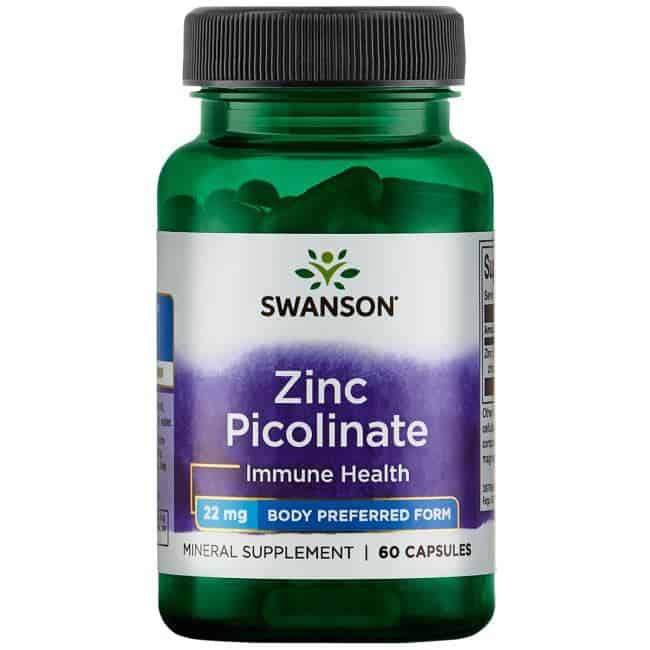 SWANSON Zinc Picolinate 22mg (Pikolinian Cynku, Odporność) 60 Kapsułek