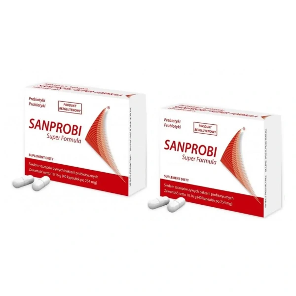 SANPROBI Super Formula (Probiotyk, Prebiotyk) 2 x 40 kapsułek