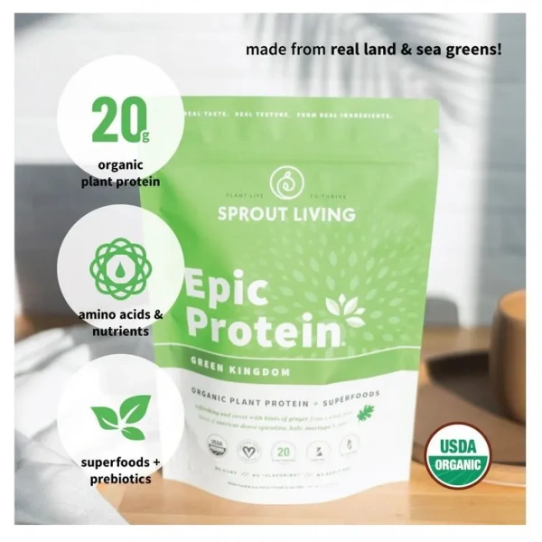 Sprout Living Organic Plant Protein Green Kingdom (Organiczne białko roślinne) 38g