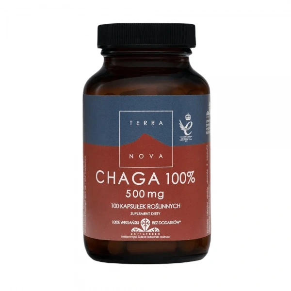 TERRANOVA Chaga 100% 500mg (Free radical protection) 100 Vegetable Capsules