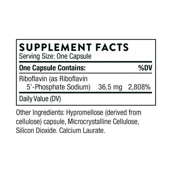 THORNE Riboflavin 5'-Phosphate (5'-Fosforan Ryboflawiny / Witamina B2) 60 kapsułek wegetariańskich