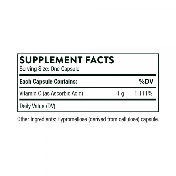 THORNE Ascorbic Acid ( Vitamin C) 250 Vegetarian capsules