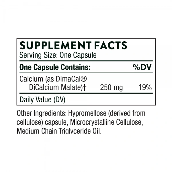 THORNE RESEARCH DiCalcium Malate (Wapń, Kości i Stawy) 120 Kapsułek wegetariańskich