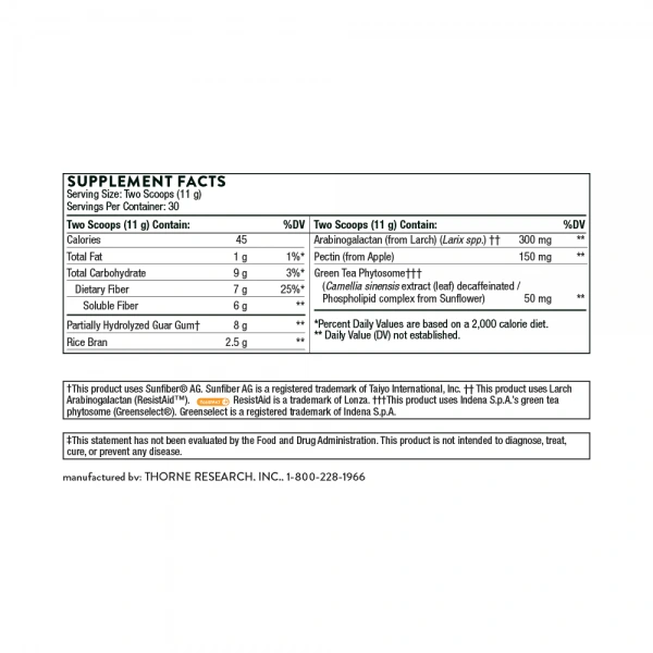 THORNE RESEARCH FiberMend (Prebiotic - Digestive Tract Health) 330g