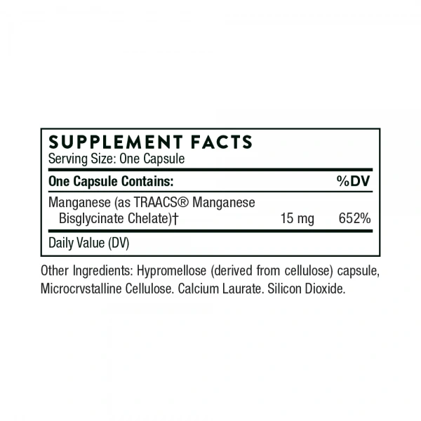 THORNE RESEARCH Manganese Bisglycinate (Bisglicynian manganu) 60 Kapsułek wegetariańskich