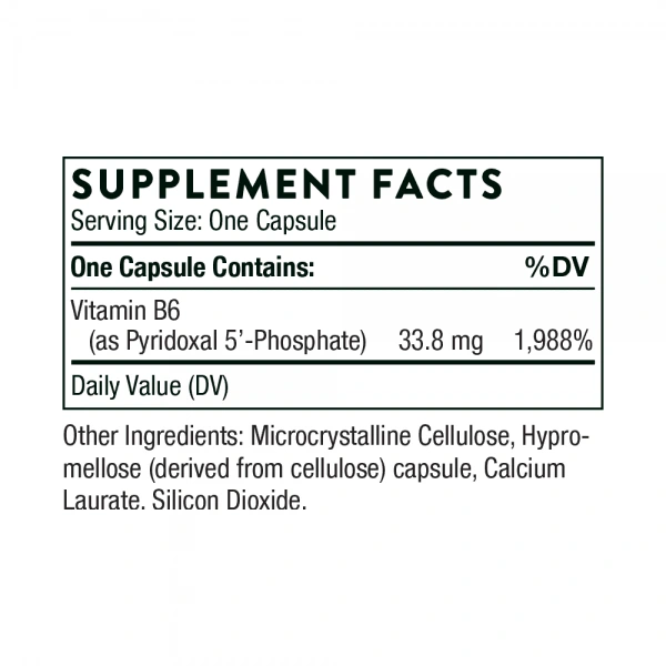 THORNE RESEARCH Pyridoxal 5'-Phosphate 180 Vegetarian Capsules