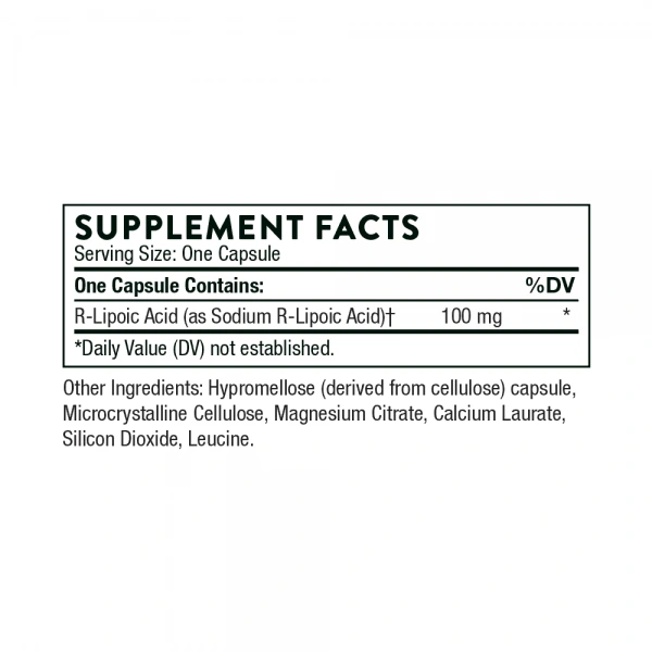 THORNE RESEARCH R-Lipoic Acid (Kwas R-Liponowy, Sód) 60 Kapsułek wegetariańskich