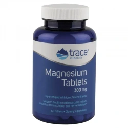 TRACE MINERALS Magnesium Tablets 300mg (Support for heart, nerves, bones) 60 Vegan Tablets