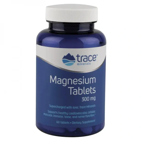 TRACE MINERALS Magnesium Tablets 300mg (Magnez, Minerały śladowe) 60 Tabletek wegańskich