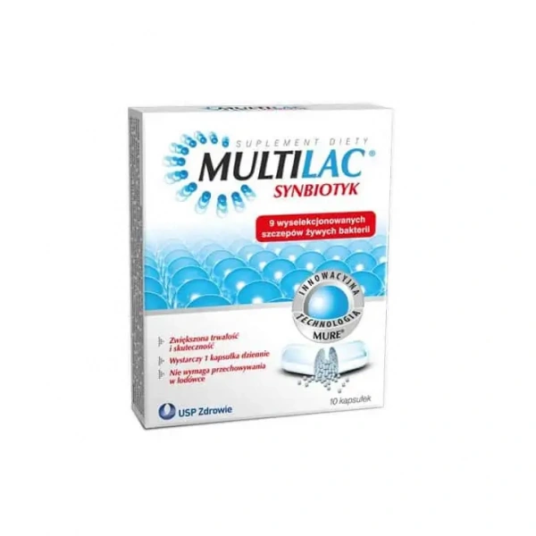MULTILAC Synbiotic (Probiotic + Prebiotic, Gastrointestinal support) 10 capsules