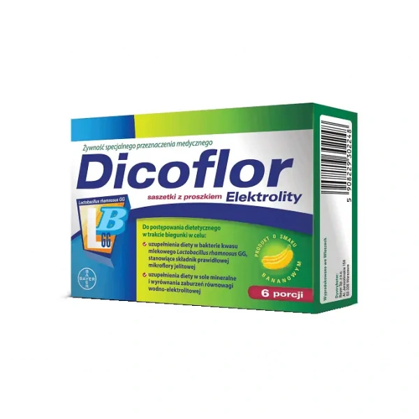 BAYER Dicoflor Elektrolity (Probiotyk + Elektrolity dla dzieci i dorosłych) 6 Saszetek