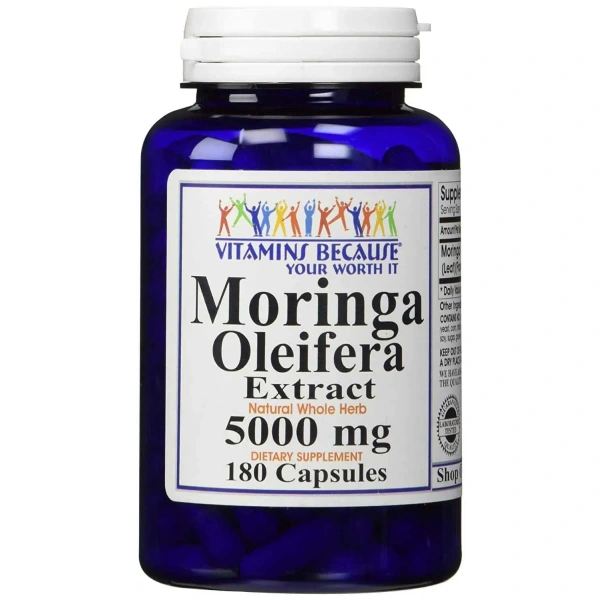 VITAMIN BECAUSE Moringa Oleifera Extract 5000mg (Ekstrakt z liści Moringi) 180 Kapsułek wegańskich