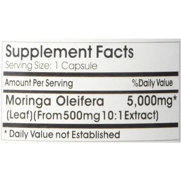 VITAMIN BECAUSE Moringa Oleifera Extract 5000mg (Moringa Leaf Extract) 180 Vegan Capsules
