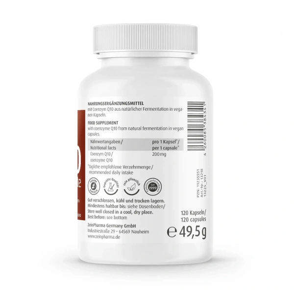 ZEIN PHARMA Coenzym Q10 Forte 200mg (Coenzyme Q10) 120 Vegan Capsules