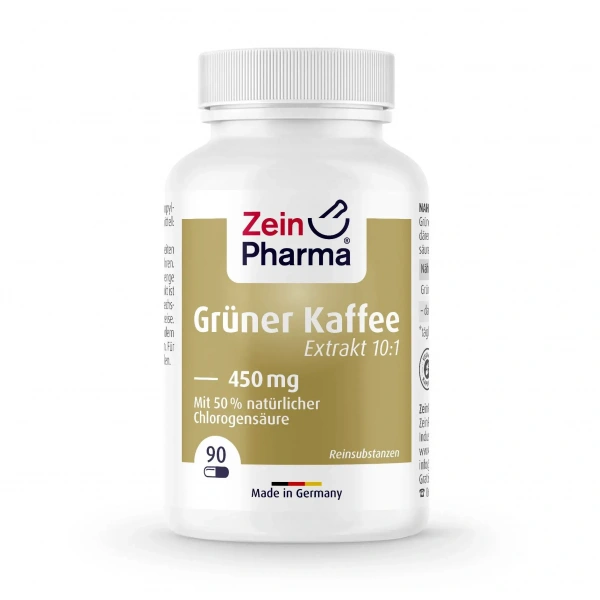 ZEIN PHARMA Grüner Kaffee Extrakt 450mg (Ekstrakt z zielonej kawy) 90 Kapsułek wegańskich