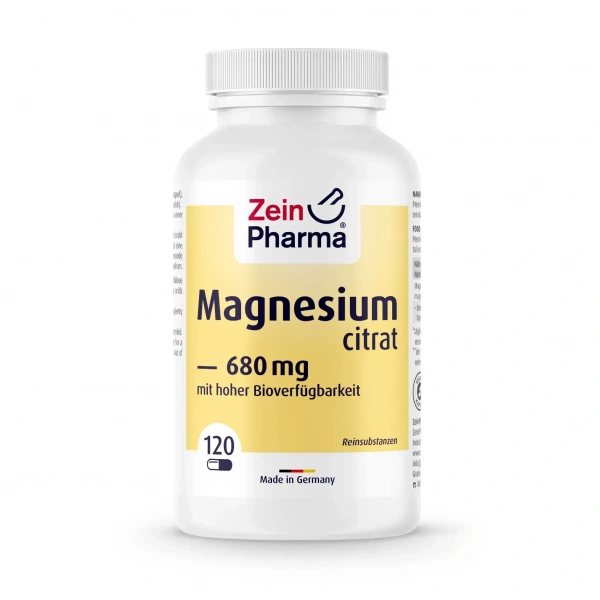 ZEIN PHARMA Magnesiumcitrat 680mg (Cytrynian magnezu) 120 Kapsułek wegańskich