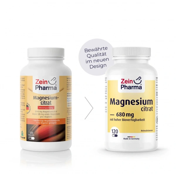 ZEIN PHARMA Magnesiumcitrat 680mg (Magnesium Citrate) 120 Vegan Capsules