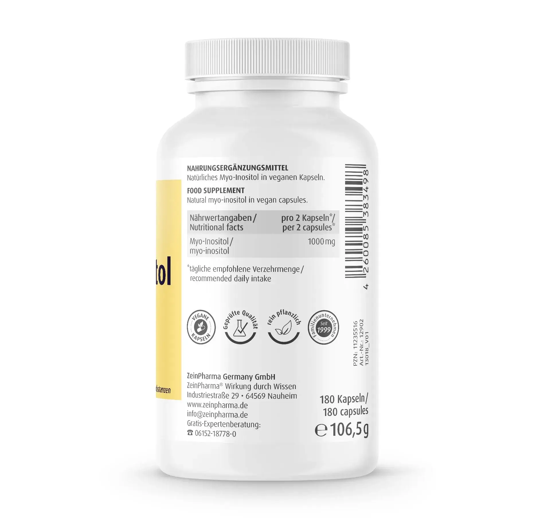 Zein Pharma Myo-Inositol 500Mg 180 Vegan Capsules - Low Price