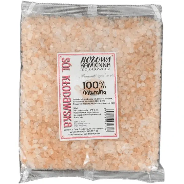 Sól Kłodawksa Różowa Kamienne niejodowana 1kg