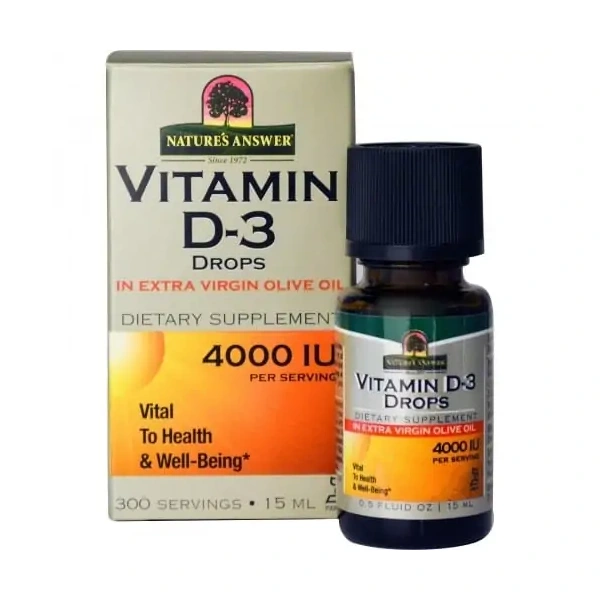 NATURE'S ANSWER Liquid Vitamin D3 Drops (Witamina D3 w Kroplach 4000IU) 15ml