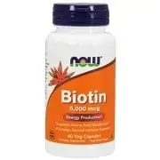 NOW FOODS Biotin 5000mcg (Biotyna) 60 Kapsułek wegetariańskich