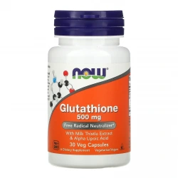 NOW FOODS Glutathione with Milk Thistle Extract & Alpha Lipoic Acid 500mg 30 Vegetarian Capsules