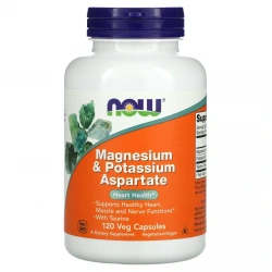 NOW FOODS Magnesium & Potassium Aspartate (Magnez, Potas, Tauryna) 120 Kapsułek wegetariańskich