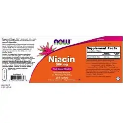 NOW FOODS Niacin 500mg (Niacin) Vitamin B3 250 Tablets