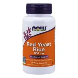 NOW FOODS Organic Red Yeast Rice (Drożdże Czerwonego Ryżu) 600mg - 60 kapsułek wegetariańskich