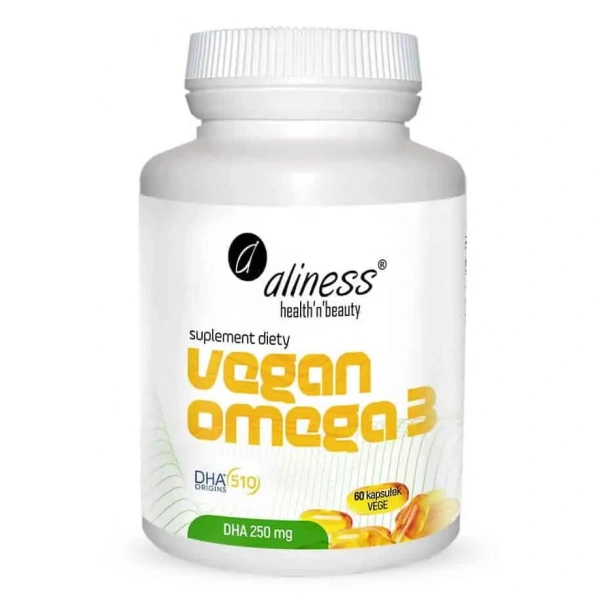 ALINESS Vegan Omega 3 DHA 250mg (Olej z mikroalg) 60 Kapsułek wegańskich