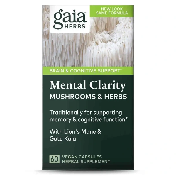 Gaia Herbs Mental Clarity (Wsparcie Pracy Mózgu i Funkcji Poznawczych) 60 Kapsułek wegetariańskich