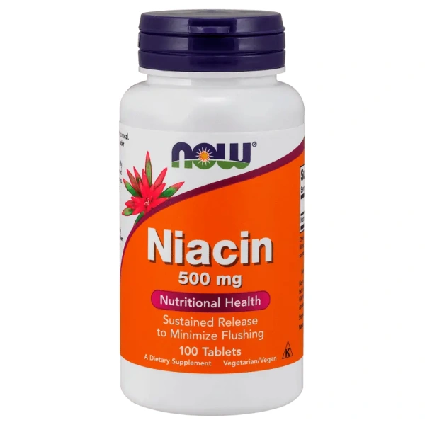 NOW FOODS Niacin 500mg (Niacyna) Witamina B3 - 100 tabletek wegańskich