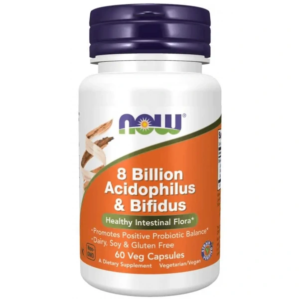 NOW FOODS 8 Billion Acidophilus and Bifidus (Probiotyk) 60 Kapsułek wegetariańskich