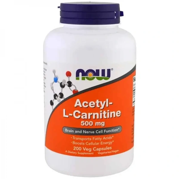 NOW FOODS Acetyl L-Carnitine 500mg (Acetyl L-Karnityna) 200 Kapsułek wegańskich