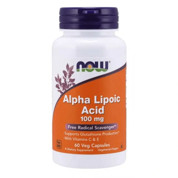 NOW FOODS Alpha Lipoic Acid with Vitamins C & E 100mg (Kwas Alfa Liponowy) 60 Kapsułek wegetariańskich